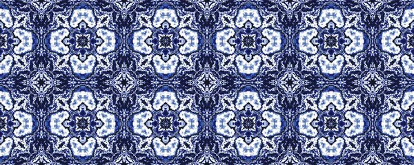 Blue Indonesian Endless Print Fleur Ethnique Tribale Bleue Indigo Floral — Photo