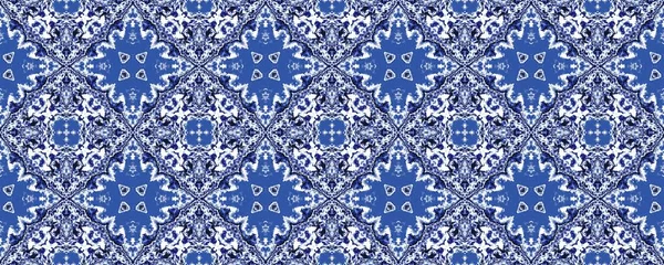 Blue Aquarelle Rustic Ink Arabiska Sömlösa Mönster Tribal Geometrisk Mönsterfärg — Stockfoto