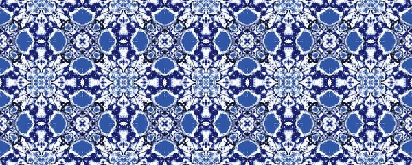 Blue Watercolor Endless Floor Navy Floral Pattern Floor Arabesque Geometric — Stock Photo, Image