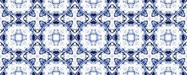 Blue Bohemian Endless Paint Lisbon Geometric Batik Ink Diseño Geométrico —  Fotos de Stock