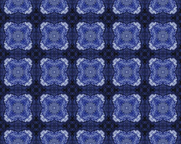 Blauw Aquarel Rustiek Motief Geometrische Batik Vloer Blauwe Turkse Bloem — Stockfoto