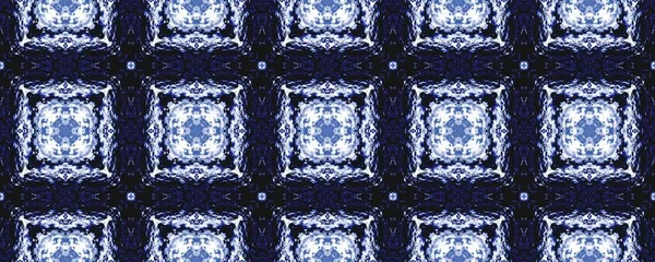 Blauw Abstract Rustiek Boho Blauw Spaans Eindeloos Patroon Marokko Geometrische — Stockfoto