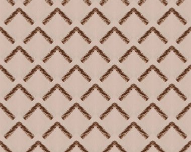 Kusursuz kâğıt deseni. Kahverengi Zarif Fırça. Şablon çizildi. Renkli Geo Çizimi. Yumuşak Şablon. Grafik boyası. Mürekkep tasarımı dokusu. Dalgalı Zig Zag. El Baskısı. Renksiz Çizim