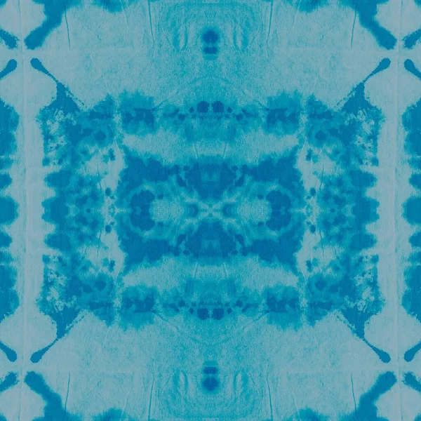 Cool Dyed Art Batik Freeze Fabric Design Azure Seamless Banner — Stock Photo, Image
