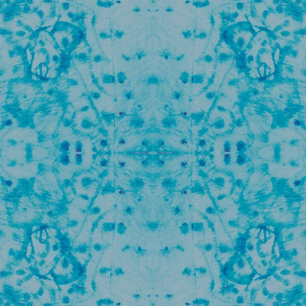 Blue Dyed Art Batik White Icy Background Padrão Sem Costura — Fotografia de Stock