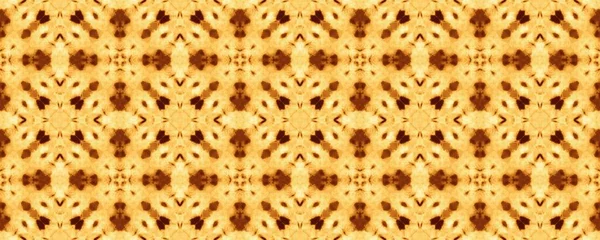 黄色のトルコの神秘的なパターン モロッコの民族誌 コーヒーアラビア語シームレスバティック ボヘミアン幾何学タイル 荒い花の床 新生幾何学的パターンBoho ブラウンエスニック Print — ストック写真