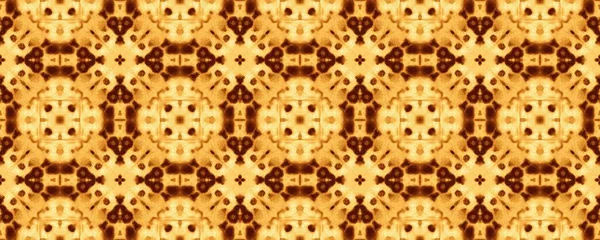 ブラウンアラビア語の神秘的なテクスチャ 自然民族の花イカット 三角幾何学的パターンタイル アメリカン エスニック フロア 水の色幾何学的な床 ダークリスボン幾何学的デザイン 黄色花 Print — ストック写真