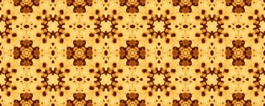 Kahverengi Türk Etnik Çiçeği. Arabesk Çiçek Motifi. Aquarelle Geometric Tile. Sunny Motion Deney Tasarımı. Açık Çiçek Batik Boyası. Hint Geometrik Deseni Boho. Sarı Etnik Katman