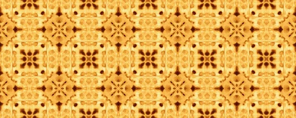 Yellow Turkish Endless Texture Arabic Geometric Flower Print Morocco Rustic — Fotografia de Stock