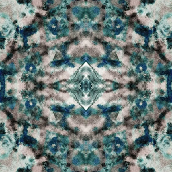 Azure Artistic Tie Dye Blue Aquarelle Texture Mint Seamless Pattern — Stockfoto
