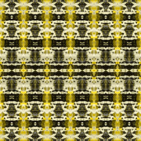 Gold Ikat Gray Geo Tie Dye Golden Gefärbtes Muster Gelbe — Stockfoto