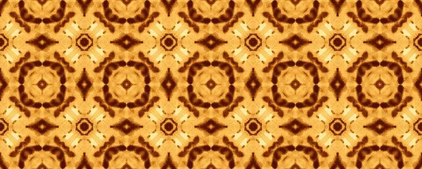 Jaune Western Rustic Pattern Fleur Géométrique Arabe Rustique Aged Floral — Photo