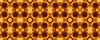 Kahverengi Mozaik Doku. Geleneksel Geometrik Yazdırma. Türk Geometrik Desen Döşemesi. Bohem Sonsuz Boya. Batik boyasını parlat. Yaşlanmış Kabile Kusursuz Şablonu. Sarı Etnik Katman