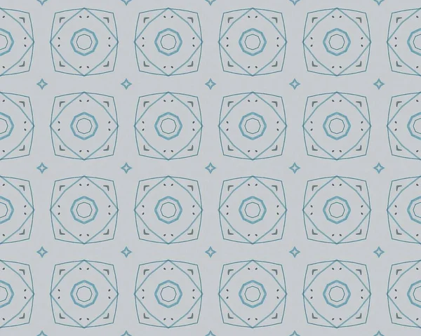白色的乌兹别克斯坦无尽的染料 蓝色的花Boho 复古几何图形花砖 蓝色阿拉伯马赛克设计 传统的几何巴蒂克楼层 华丽的几何图案 蓝色族群模式Ikat — 图库照片
