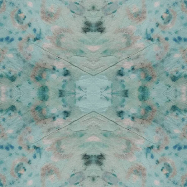 シアン エスニック ホワイト水彩ペイントブラシグレー幾何学的なモチーフ 青い汚れた水の色 グリーン ブラッシング ペーパー Azure万華鏡のタイル シアン グラフィティ — ストック写真