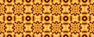 Sarı Türk Mozaik Modeli. Arapça Geometrik Batik fayansı. Hafif Etnik Şablon Boho. Clay Vintage Geometrik Doku. Soyut Geometrik Yazdırma. Bohem Sonsuz Boya. Kahverengi Çiçek İkat