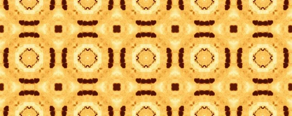 Жовта Етнічна Батика Акварель Геометричний Ікат Західна Геометрична Квітка Кава — стокове фото