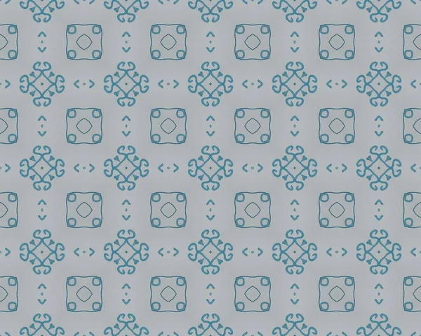 Diseño Interminable Vintage Azul Marruecos Ikat Flor Geométrica Estampado Floral — Foto de Stock