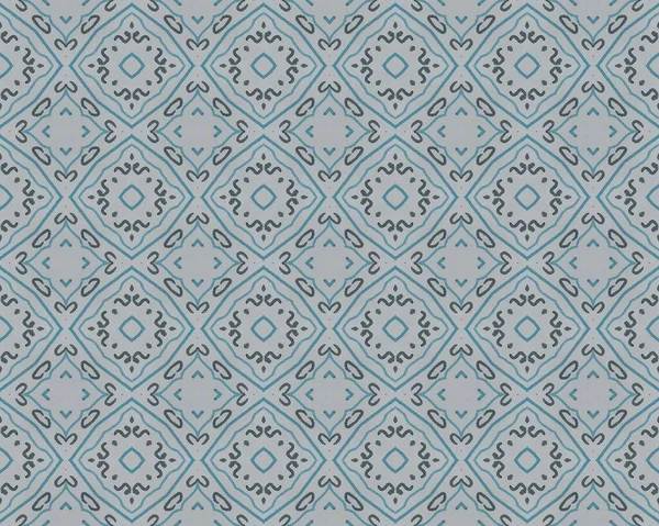 Acuarela Flor Geométrica Boho Flor Quatrefoil Árabe Planta Floral Azul —  Fotos de Stock