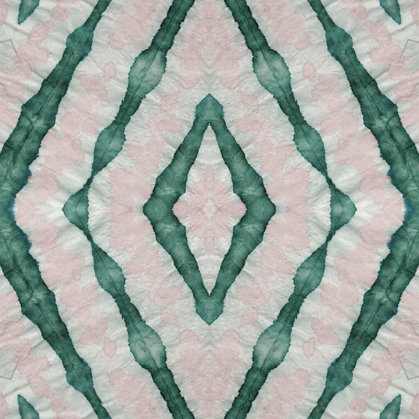 Green Ethnic Dyed Art Mint Zigzag Motif Cyan Dirty Art — Stockfoto