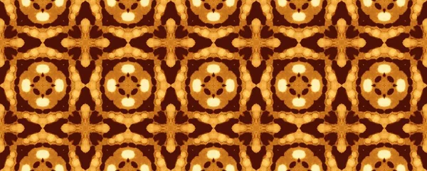 Hnědý Západní Květinový Vzor Písková Indiánská Ornament Batik Žhnoucí Geometrická — Stock fotografie