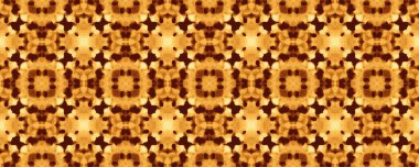 Sarı Hint Mozaik dokusu. Karanlık Çiçek Batik Boho. Fas 'ı parlat, dikişsiz çiçek. Bohem Geometrik Ikat. Dekoratif Geometrik Desen Boyası. Aquarelle Etnik Boyası. Kahverengi Etnik Kat