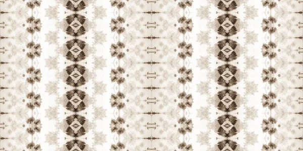 Sepia Batik 旧几何纺织品 肮脏的染刷 复古Boho水彩画 米色无缝制巴蒂克 复古波希米亚喷雾 色彩斑斓 古老的地理结构 粗野的部落印刷 — 图库照片