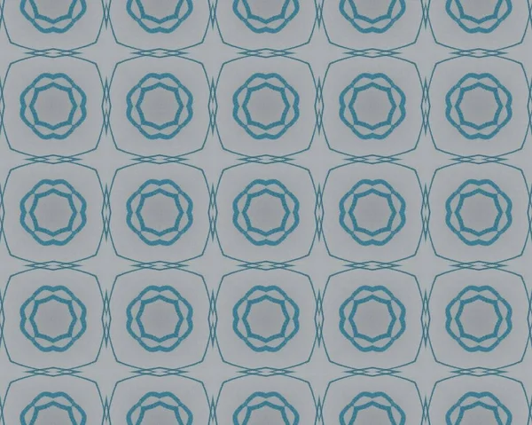 アラビア語のシームレスなテクスチャ 青トルコモザイクバティック ボヘミアン幾何学的パターンIkat ホワイトアクエラレエンドレスプリント トライバル幾何学的バティックBoho 青い花の床 青い民族の花 Print — ストック写真