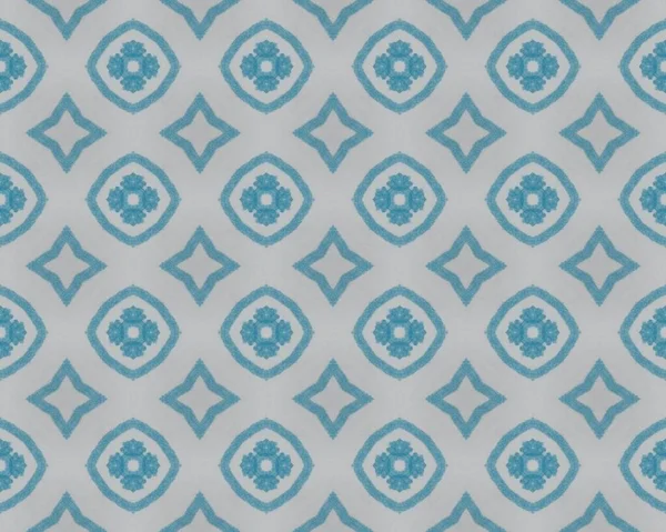 青いボヘミアンモザイクフロア 青アラビア民族のテクスチャ ウズベキスタン幾何学バティックイカット ブルー エスニック ヴィンテージ幾何学模様の床 Ornate Quadrefoil Designの略 灰色の花 — ストック写真
