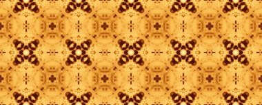 Kahverengi Hint Mozaiği Batik. Yanmış kabile süsü deseni. Pakistan Sonsuz Zemin. Bohem Geometrik Yazdırma. Clay Etnik Şablon Boho. İspanyol Geometrik Çiçek Döşemesi. Sarı Çiçek Döşemesi