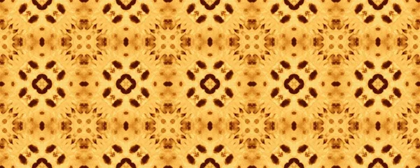 黄色のインドの素朴なテクスチャ 抽象的なエンドレスペイント 砂トルコの実験バティック 運動幾何学的バティックプリント モロッコ幾何学的インク サニー エスニック フラワー 茶色の花のタイル — ストック写真