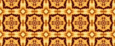 Sarı Arap Mistik dokusu. Kahve Hareketi Geometrik Tasarımı. Hint Geometrik Çiçek İkat. Parlak çiçek desenli döşeme. Portekiz Mozaik Mürekkebi. Arabesk Geometrik Boho. Kahverengi Etnik Döşeme