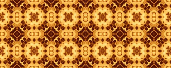 ブラウン運動神秘的な花 砂民族の花のペイント 東方幾何学版画 幾何学模様のイカットを育てる パキスタン エンドレス スペイン語の実験バティック 黄色の花のボホ — ストック写真