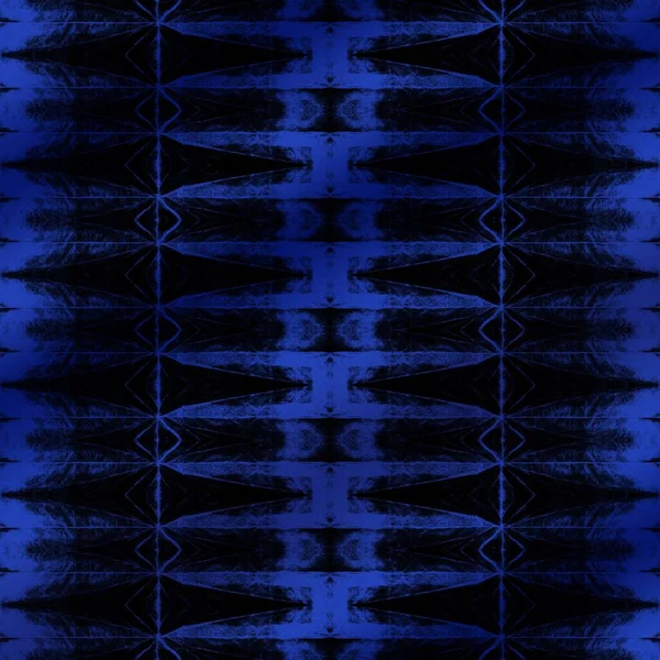 Geometrische Abstrakte Zag Zag Blaugefärbtes Aquarell Black Bohemian Zig Blaue — Stockfoto