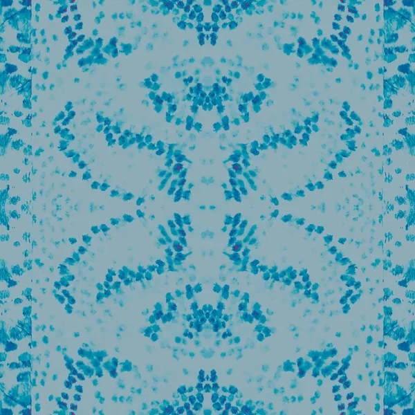 Cyan Ethnic Dyed Art Estandarte Aquamarino Frio Motivo Geométrico Azure — Fotografia de Stock