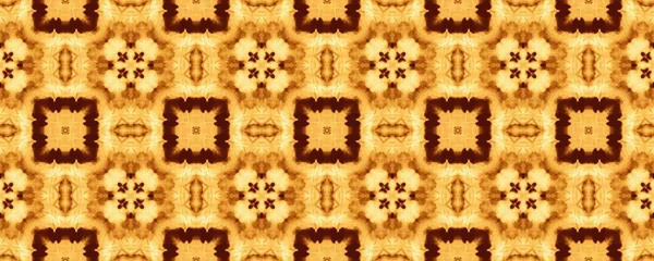 Brązowy Zachodni Kwiat Mozaiki Indonezyjski Tusz Geometryczny Turecki Geometryczny Batik — Zdjęcie stockowe