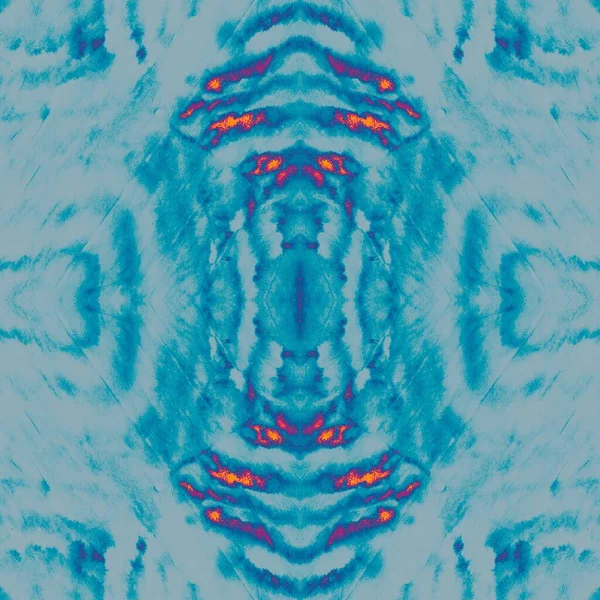 Δροσερό Ethnic Tie Dye Πορτοκαλί Aquamarine Banner Χιονισμένο Ατελείωτο Στολίδι — Φωτογραφία Αρχείου