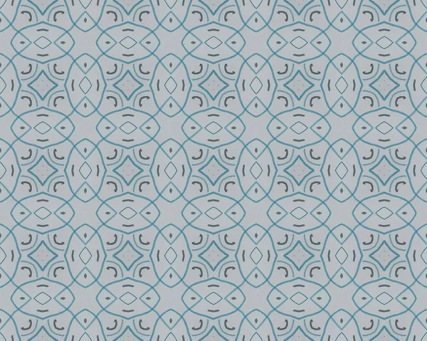ボヘミアン幾何学模様の床 青い民族誌 白い花イカット モロッコのシームレスなパターン 青のオレンジ色の素朴なバティック グレーの伝統的なモザイクプリント トルコ幾何学 Batik Boho — ストック写真