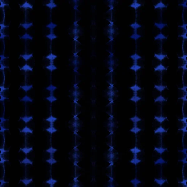 科学ボホペインティング ブラックタイダイジグ 幾何学模様 Zag Jag ブルー ブラシ ブルーアブストラクトプリント ダークプリント ブラック — ストック写真