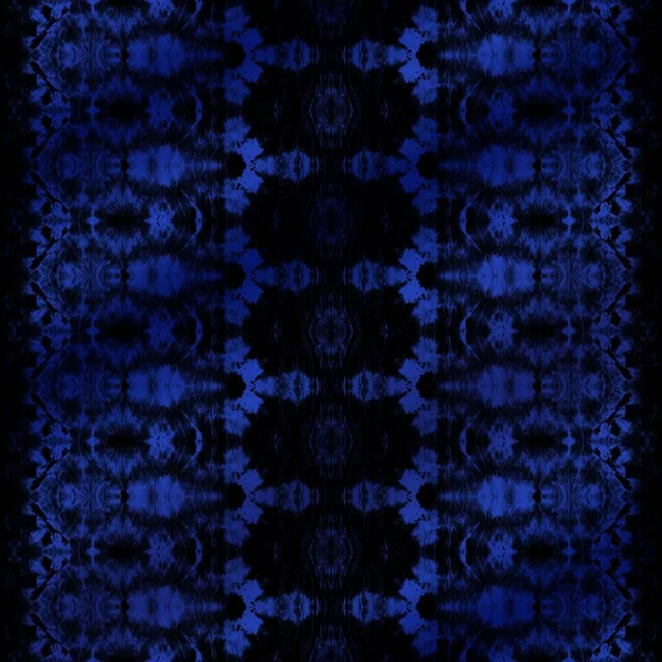 Geometrisches Muster Zag Zag Blue Tie Dye Zig Schwarzer Abstrakter — Stockfoto