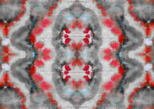 Geometryczna Plama Shibori Szary Efekt Barwnika Umyć Czerwony Wzór Niebieski — Zdjęcie stockowe