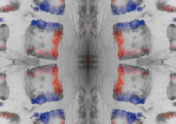 Tie Dye Boho Abstract Grunge 湿透了的抽象污迹 灰色无缝线马克 洗红色图案 墨水彩刷 蓝色领带染料重复 — 图库照片