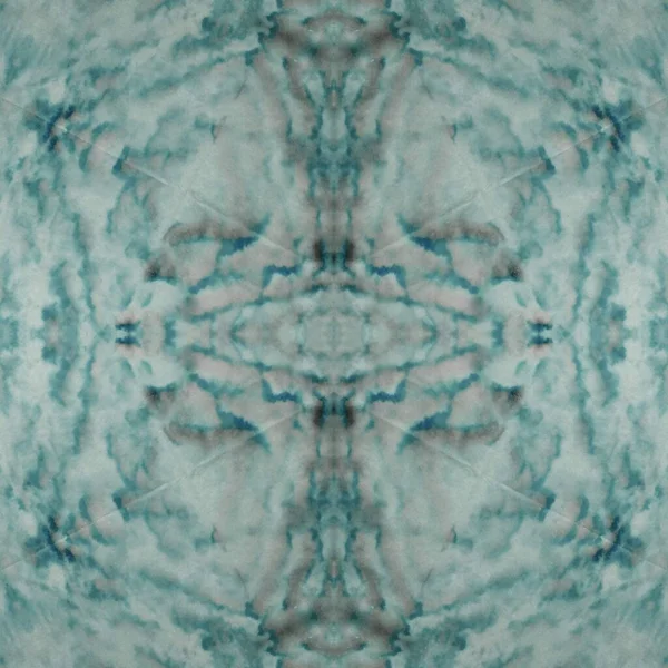 Mint Dyed Fabric Ink Sea Brushed Silk White Kaleidoscope Tile — Stock Photo, Image