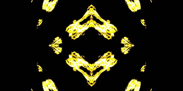 黄色のブラシ素材 ホワイトタイダイバティック ギャラクシー水彩プリント アステック トラディショナル デッド 黒の抽象的なテクスチャ 夜のブラッシュペーパー ゴールドメッシー水彩 スペースジグザグモチーフ — ストック写真