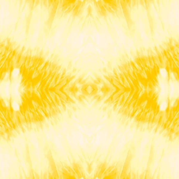 Gele Naadloze Banner Etnische Tie Dye Waas Abstracte Textuur Luminous — Stockfoto