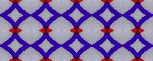 Zigzag Hand Aquarel Blauwe Groovy Wallpaper Rood Geometrische Ornament Blauwe — Stockfoto