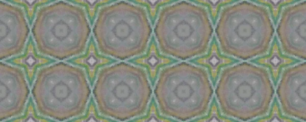 Suluboya Geometrik Çiçek Döşemesi Süssüz Süs Geleneksel Mozaik Boyası Yeşil — Stok fotoğraf