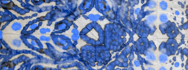 Kék Nyakkendőfesték Lenyomat Aquarelle Festék Mocskos Art Banner Dekoratív Akvarell — Stock Fotó