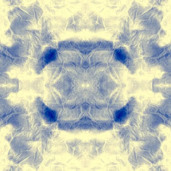 Blue Tie Dye Nahtlos Sky Ethnic Ornament Indigo Dirty Art — Stockfoto