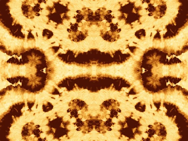 Ochre Geometric Tile Tie Dye Design Brown Abstract Watercolor Tea — Stock Photo, Image